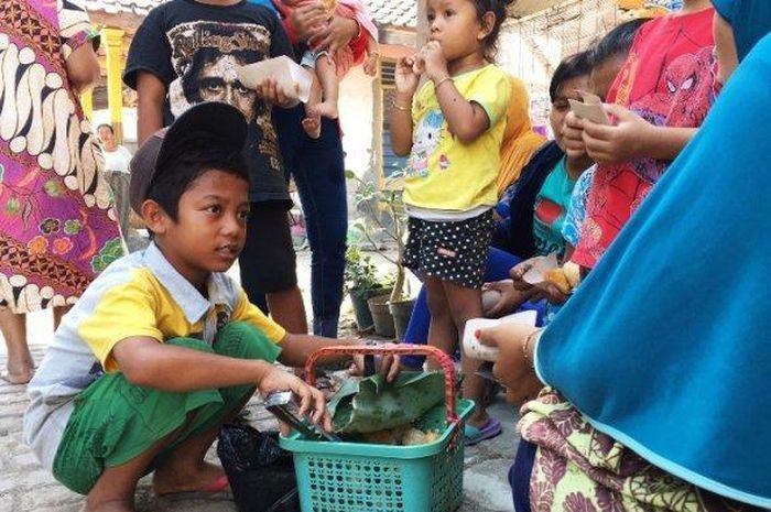 Ilustrasi bocah jualan