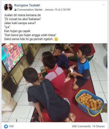 Bocah berjualan singkong