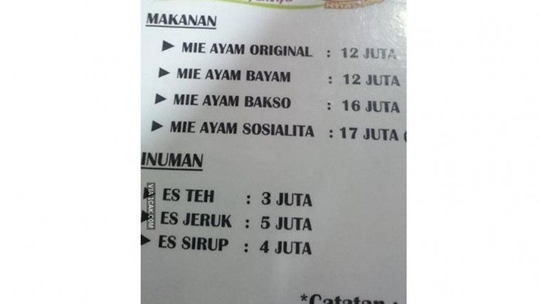 Es Teh Manis Harga Rp 2 juta? Inilah Deretan Kesalahan Penulisan Harga yang Bikin Orang Ogah Beli di Sini!