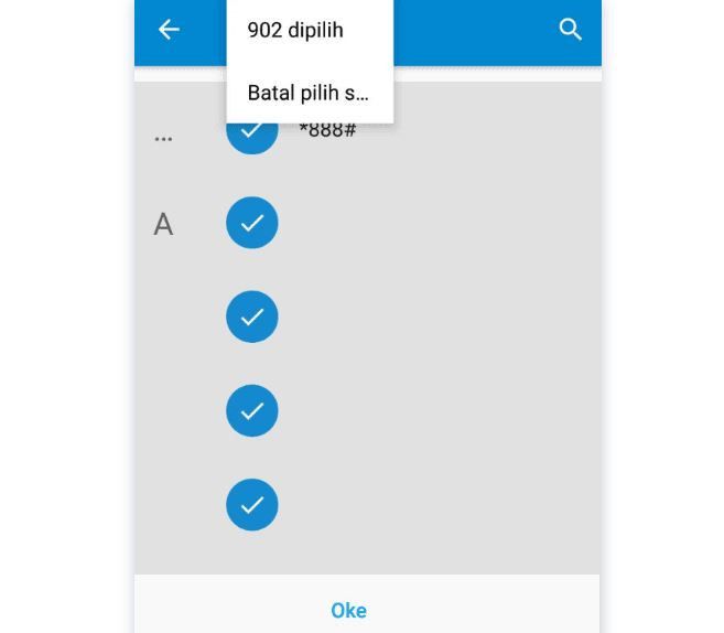 cara backup chat WA Pilih semua kontak atau kamu juga bisa juga menyeleksinya