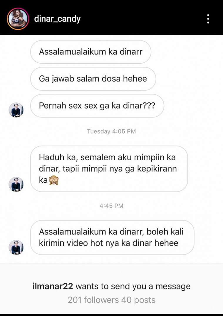 Dimintai Video Hot Lewat DM Instagram, Dinar Candy Ngamuk