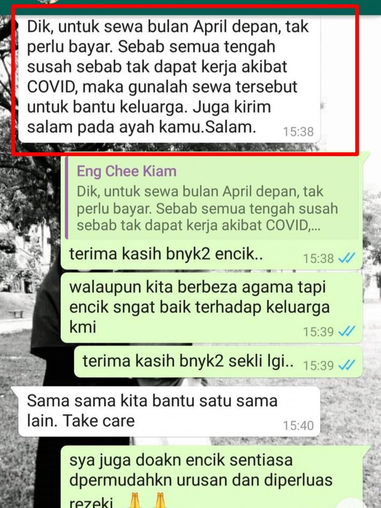 Pemilik kontrakan gratiskan biaya di tengah corona