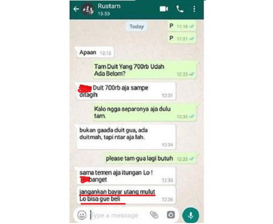 chat nagih utang ngakak