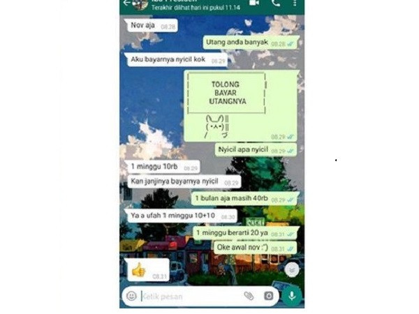 chat nagih utang ngakak