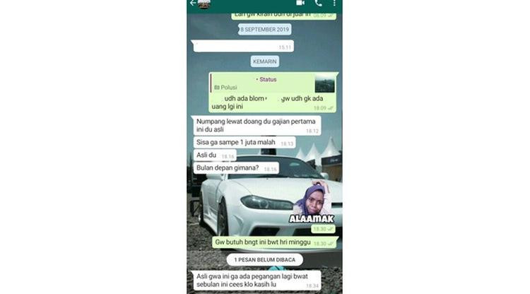 chat nagih utang ngakak