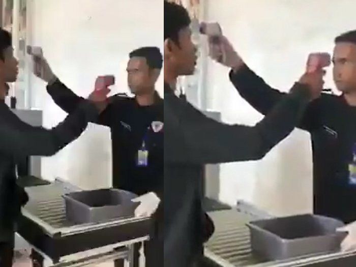 Ilustrasi mengecek suhu dengan thermal gun