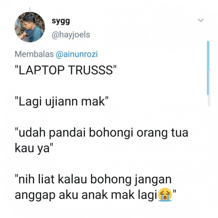 Cuitan netizen tentang reaksi emak-emak lihat anaknya lagi kelas online