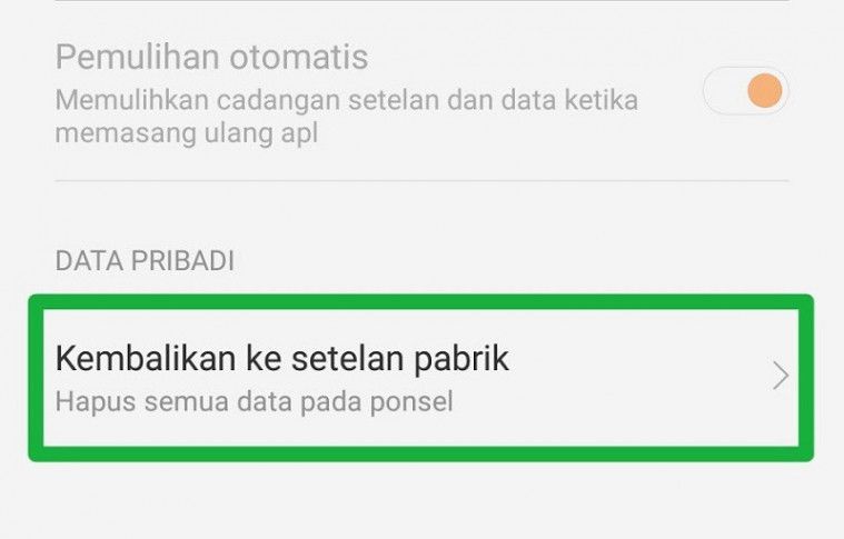 cara reset HP Oppo dengan factory reset