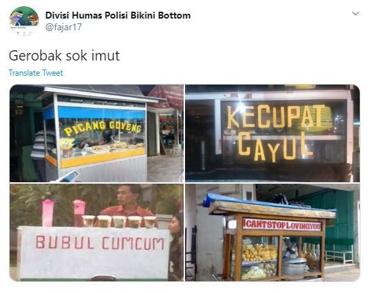 Gerobak dengan Nama Sok Imut Ini Sukses Bikin Netizen Ngakak