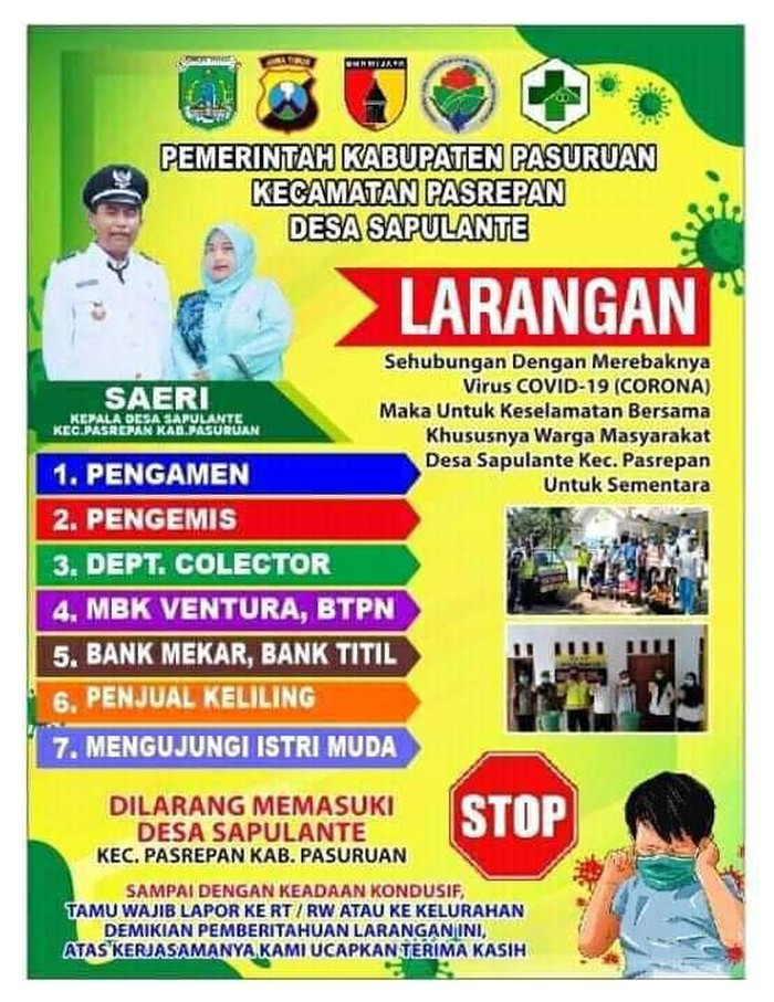 Nyeleneh! Cegah Corona ala Kampung di Pasuruan: Warga Dilarang Kunjungi Istri Muda