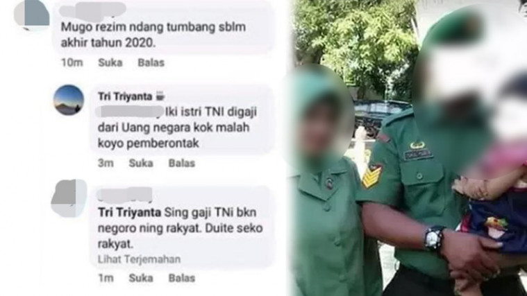 Jari Istri Ketik 'Semoga Rezim Tumbang' di FB, Anggota TNI Ditahan 14 Hari!