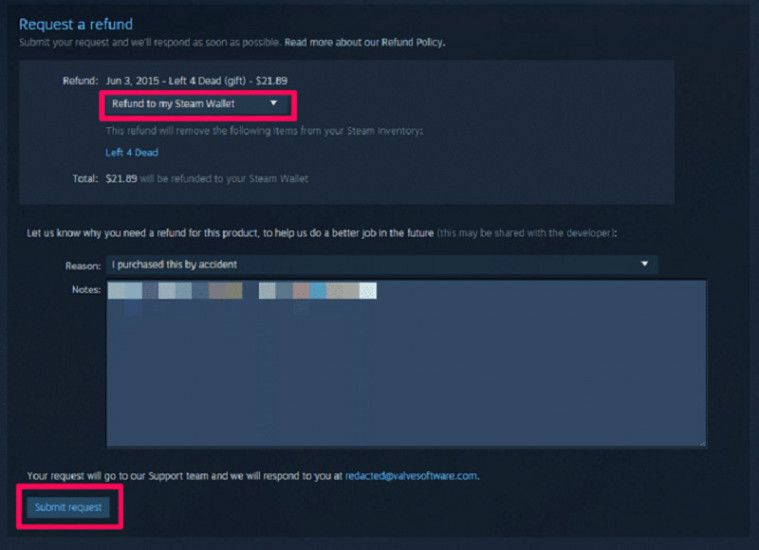 Submit request перевод. Рефанд стим. Steam refund. Рефанд игры в стим. Игра Return в Steam.