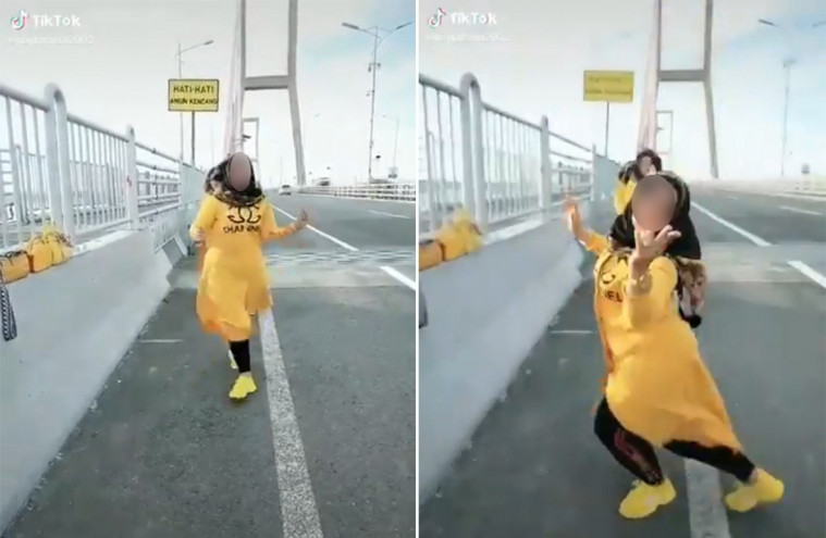 Viral Aksi Emak Emak Joget Tiktok Di Jembatan Suramadu 