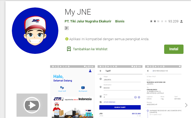 lacak resi JNE