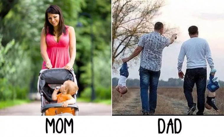 Perbedaan gaya asuh papa dan mama