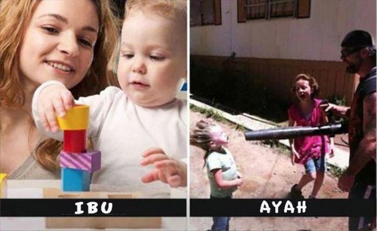 Perbedaan gaya asuh papa dan mama