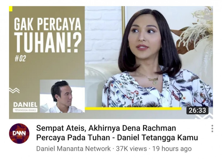 Dena Rachman Akui Sempat Menjadi Atheis