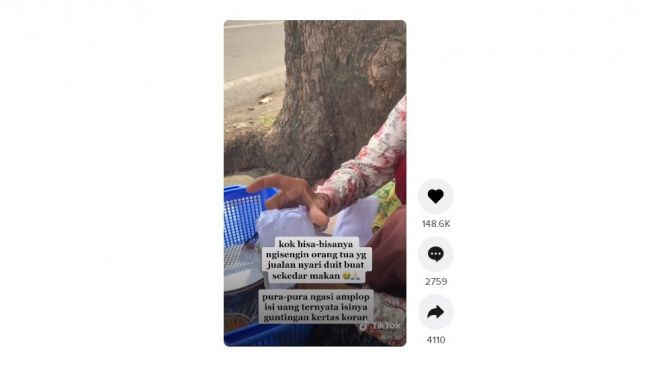 Nenek penjual piring di Solo yang kena prank kertas bekas.