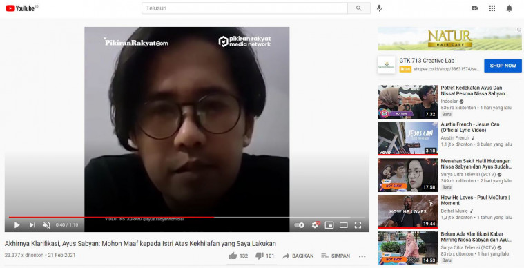 Klarifikasi Ayus Sabyan yang beredar.