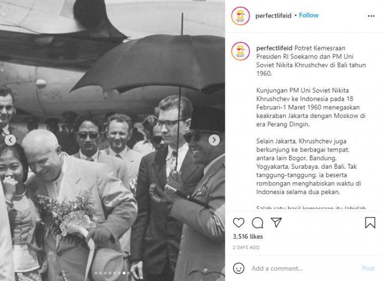 Megawati dan Soekarno bersama PM Uni Soviet.