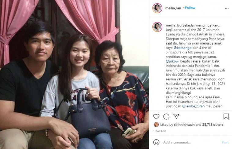 Potret kebersamaan Kaesang, Felicia dan Amahnya.