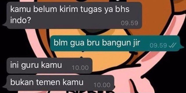 Murid salah balas chat ke guru