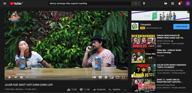 Kiky Saputri saat menjadi bintang tamu di kanal YouTube Denny Sumargo.