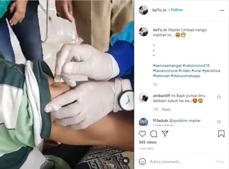 Pria paruh baya yang viral karena kulitnya tak tembus jarum suntik vaksin Covid-19