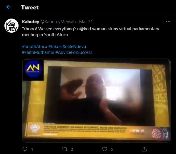 Pejabat di Afrika Selatan malu karena istrinya muncul tanpa busana saat ia sedang rapat virtual