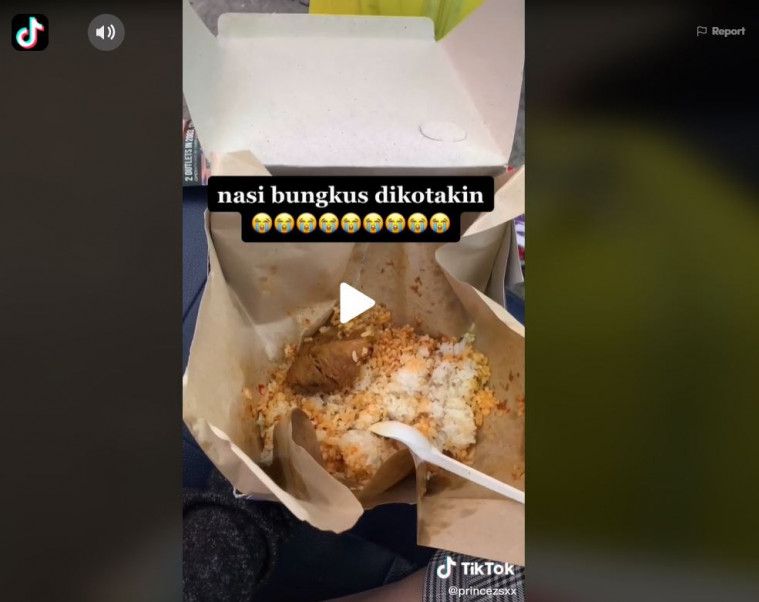 Nasi kotak isi nasi kotak dari maskapai delay yang viral di TikTok