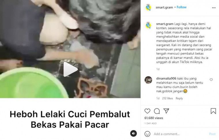Pria mencuci pembalut pacarnya
