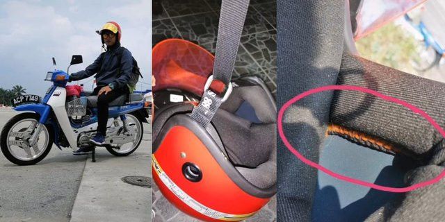 Kelabang sembunyi di dalam helm